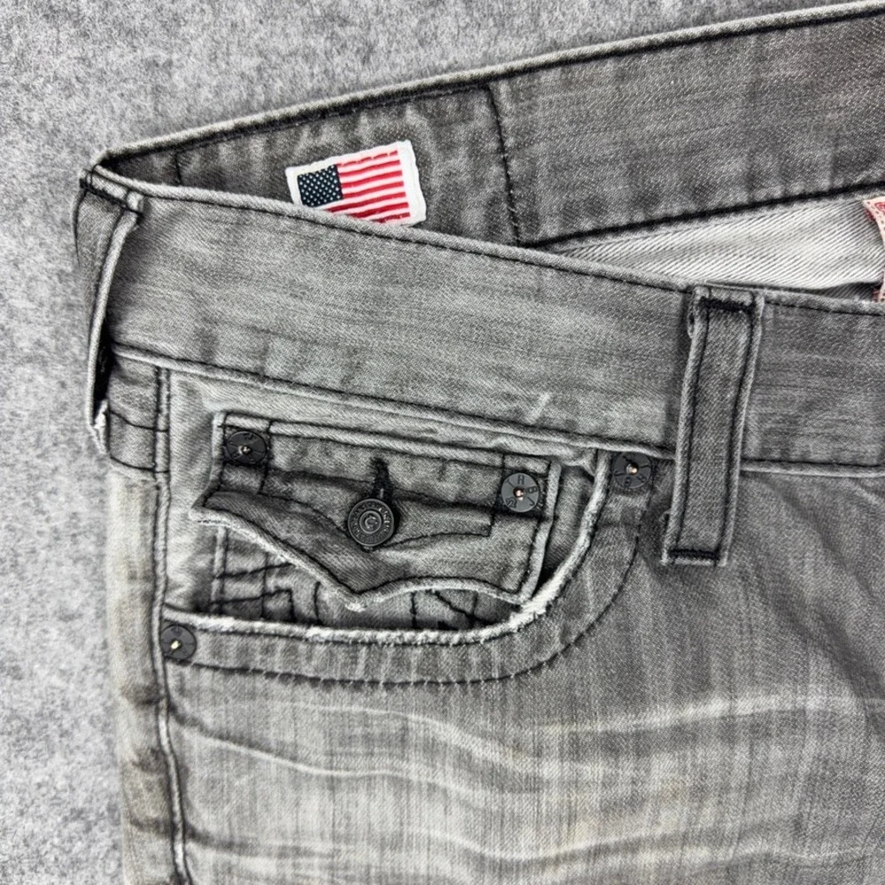 VTG True Religion Jeans Mens 34x32 Gray Ricky Straight Leg Denim Streetwear‎ USA